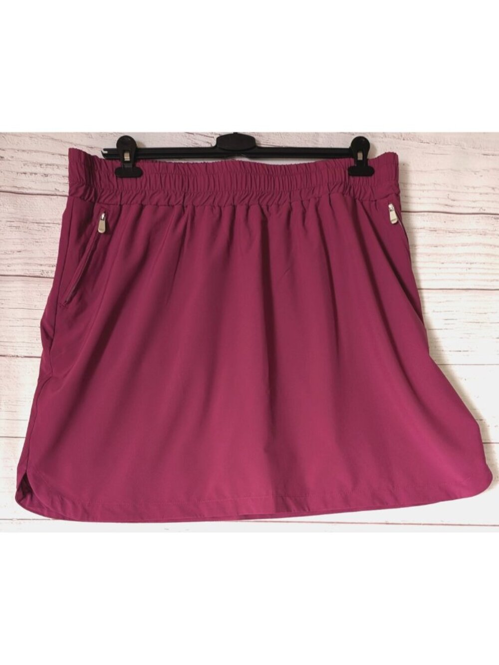 Active Zone Woman's Scort Skirt Burgundy Drawstring Mesh Lined Zip Pockets 1X